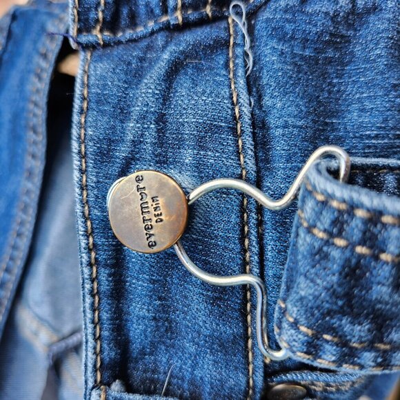 EVERMORE | suspender-style stretch denim jean overalls Women's Size 7 - Picture 8 of 10